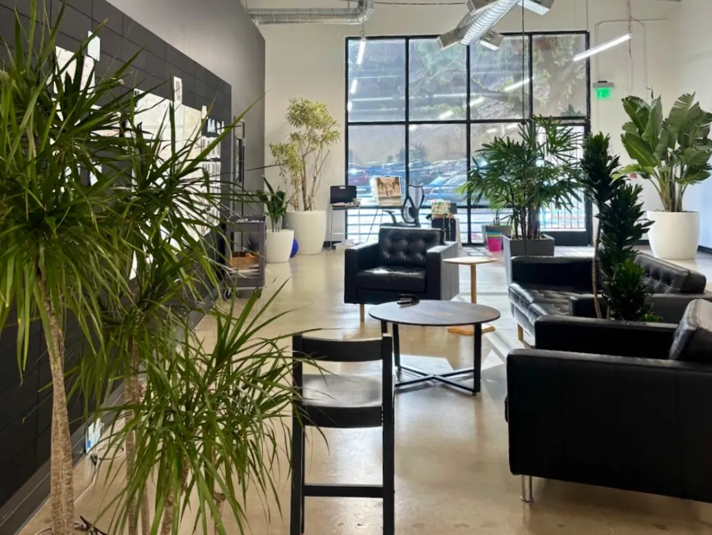 Office lobby with planters