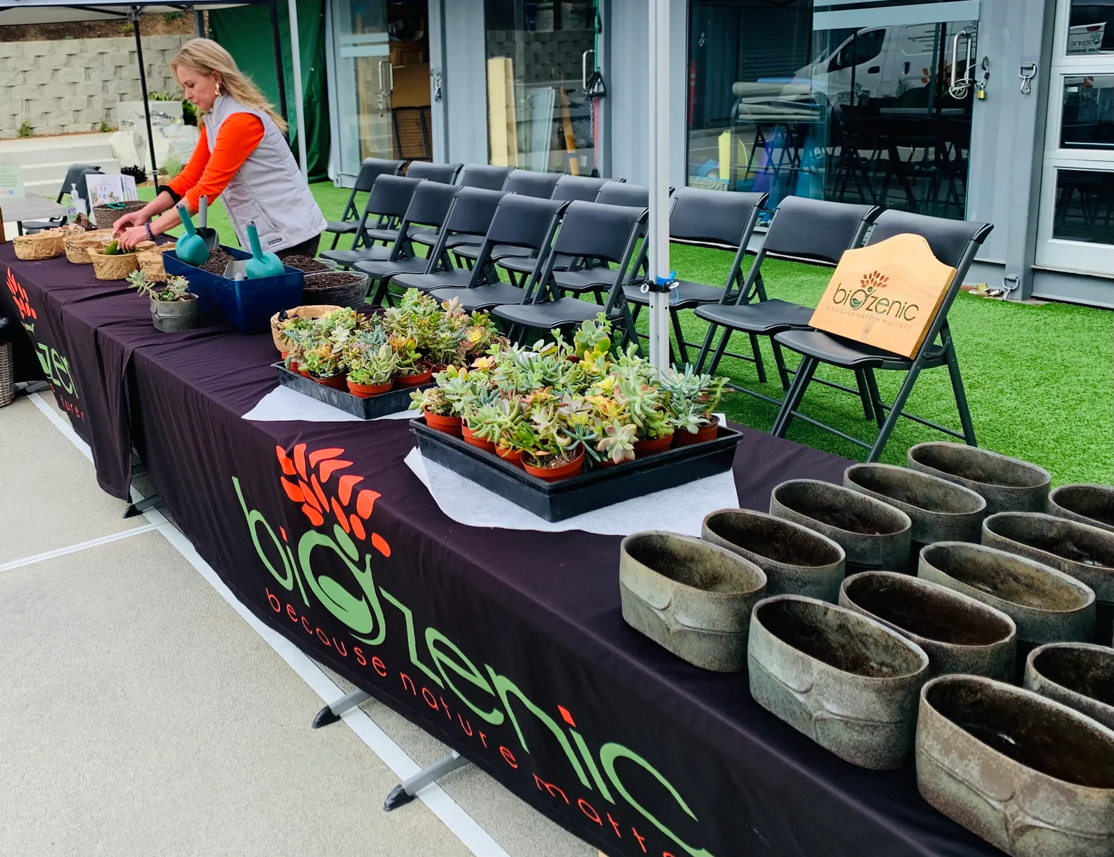 Biozenic workshop table at an event